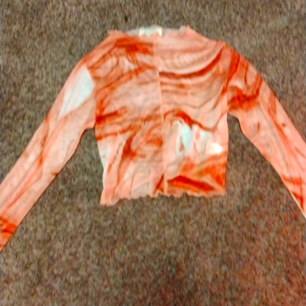 XS Urban Nation long sleeved sheer crop top shirt